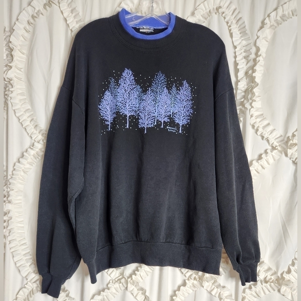 Vintage Christmas Tree Morning Sun  Holiday Sweater sz Medium